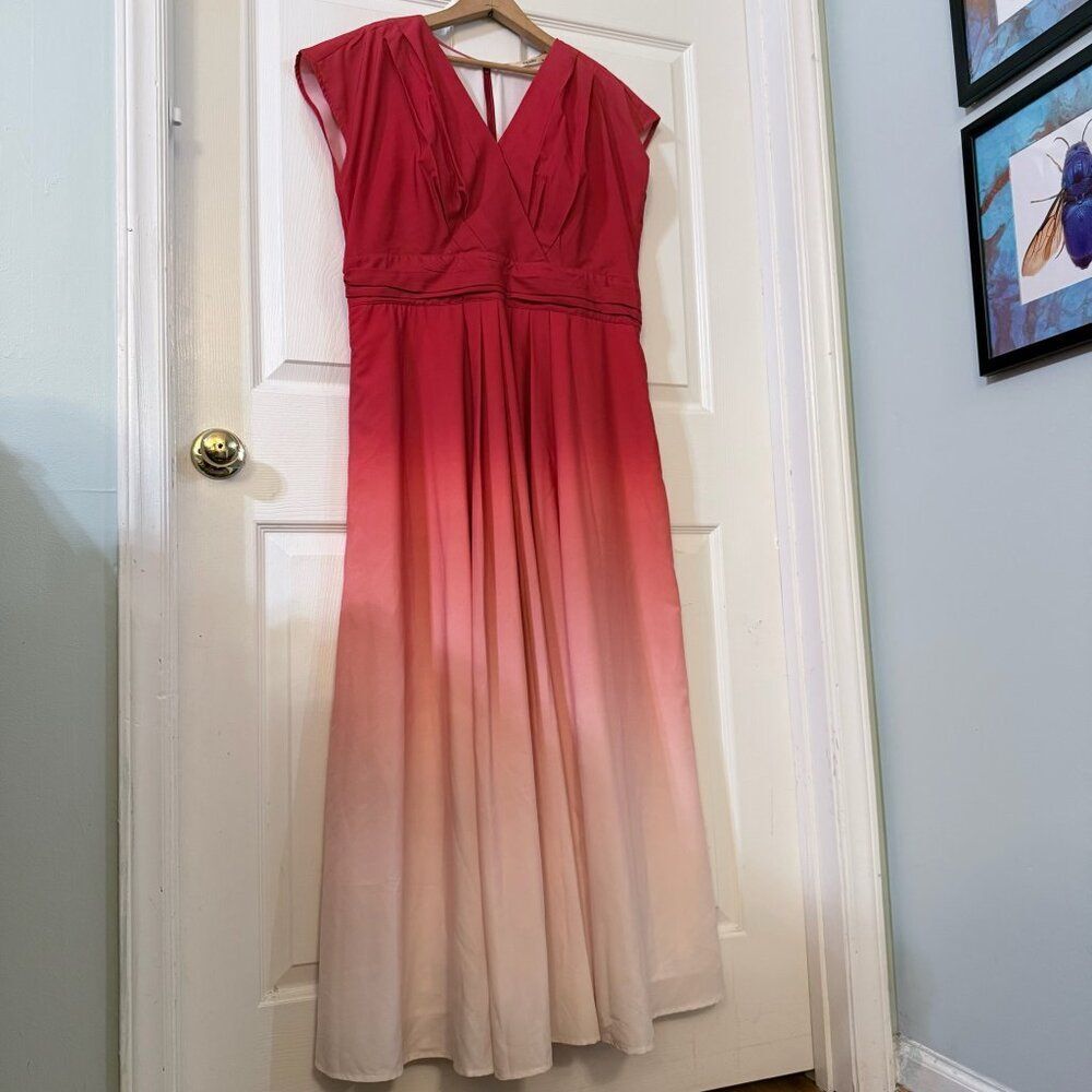 eShakti (Zapelle) Ombre Red & Pink Taffeta Gown XL